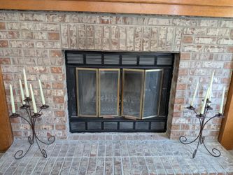Pair of Large Metal Candelabra Candle Holders – 5 Arm Wrought Iron Style