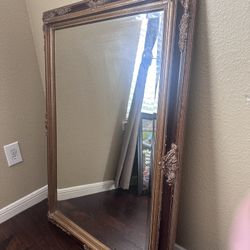 Large Ornate Full-Length Mirror – Bronze/Gold Frame – Used
