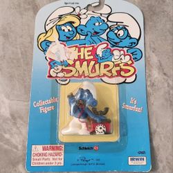 The Smurfs Smurf with Rotary Telephone PVC Figure Vintage Toy Schleich Peyo Vintage Phone
