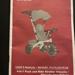 4-in-1 Push and Ride Stroller Tricycle / Tricycle pour Enfant