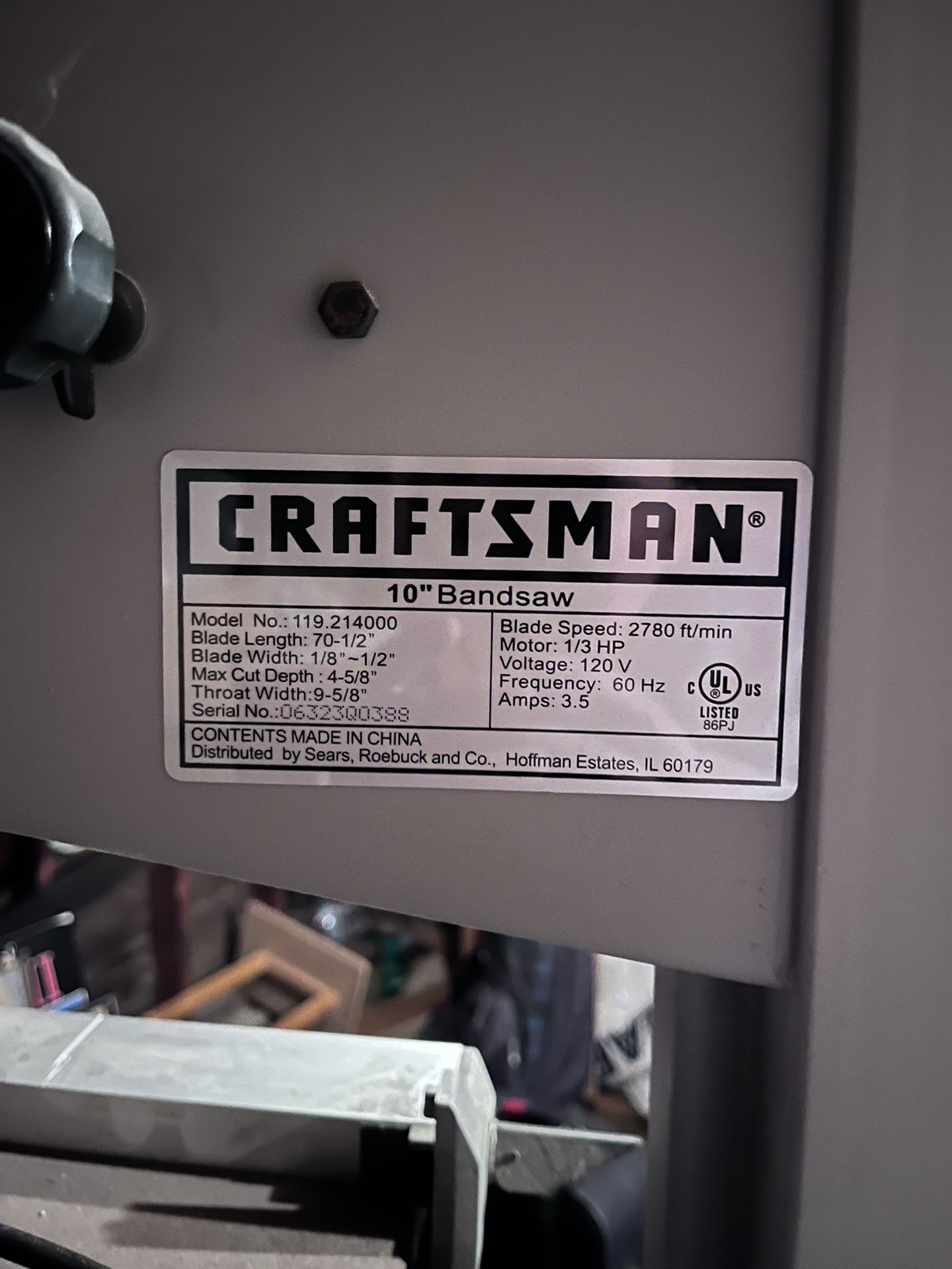 Craftsman 10” Bandsaw