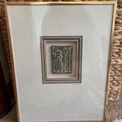Framed  ceramic artwork from the "Sumerian III" series by American artist Harris G. Strong 