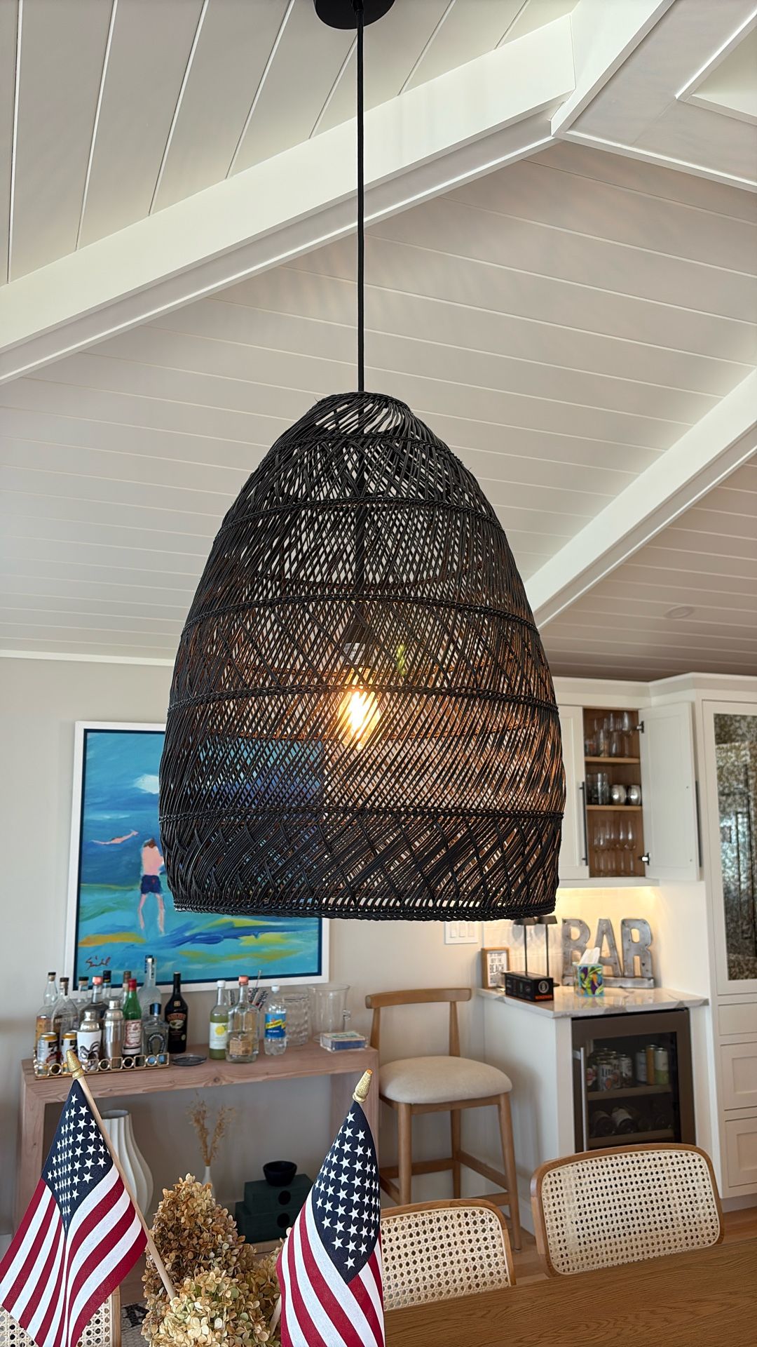 Headlands Rattan Bell Pendant (black)