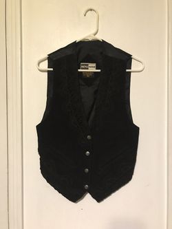 Black Suede Leather Vest W/ Poly Liner Mona Mode