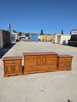Oak Dresser and Nightstand Bedroom Set