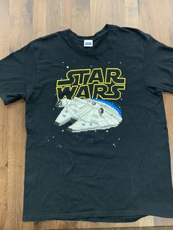 Vintage Star Wars Millenium Falcon 8-Bit Shirt Black Made In USA