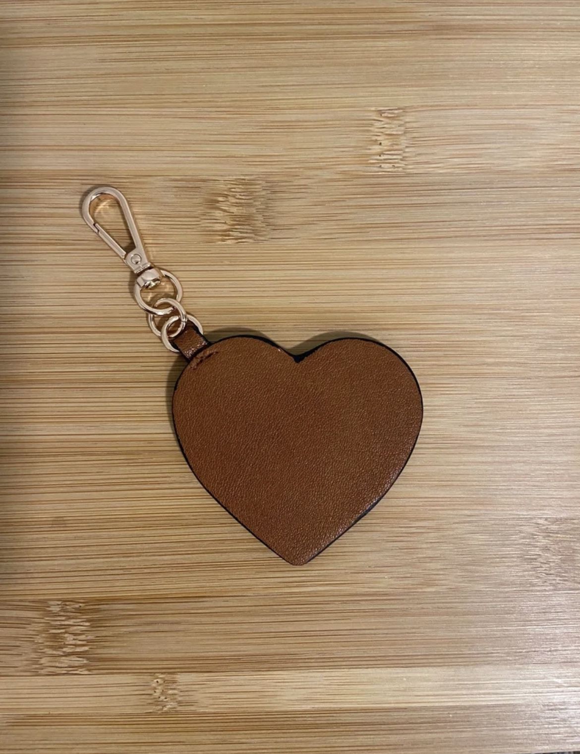 Faux leather heart keychain charm