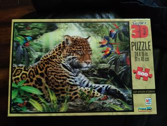 Milton Bradley 500 Piece Super 3D Leopard Puzzle 