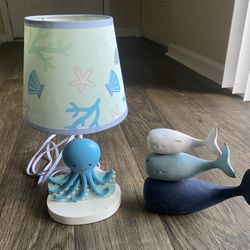 Octopus Lamp And Clay Whale Decor