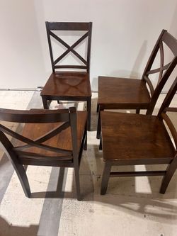 Set of 4 Dark Wood Dining Chairs