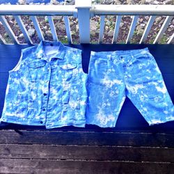 🔥Mens Denim Short Set Sz 36 Shorts And XL  Vest 🔥