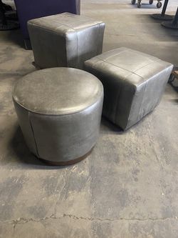 Gray Ottoman – Cube or Round – Lily and Jack – $50 Each