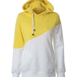 Yellow & White Color Block Side Pocket Hoodie sz S