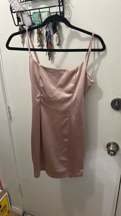 Pink short satin dress hoco/formal