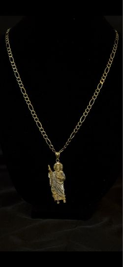 10k Gold Figaro Chain St. Jude Pendant