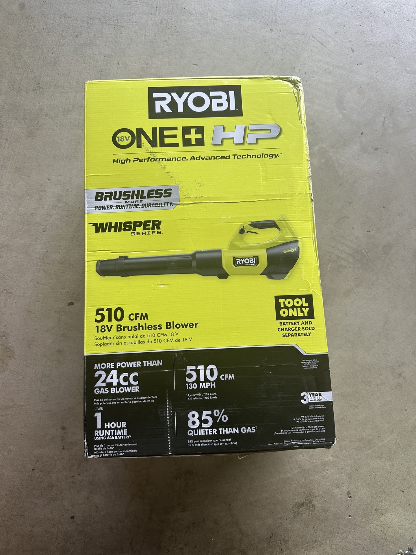 RYOBI 18V ONE+ HP Brushless Cordless 130 MPH 510 CFM Leaf Blower (Tool Only)