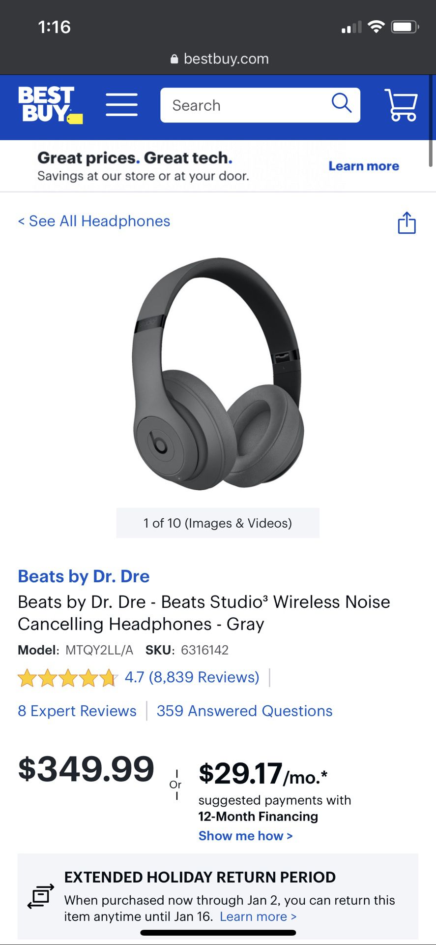Dr. Dre Beats Studio3 Wireless Headphones