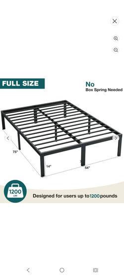 Full Size Bed Frame 14" High Metal Platform