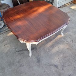 Antique Coffee Table With Side Table