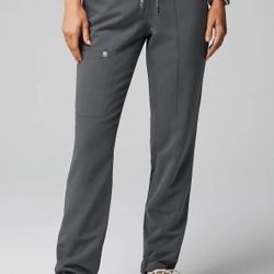 Ion scrub Fabletics Gray Straight Leg Pants with Adjustable Waistband size s/m