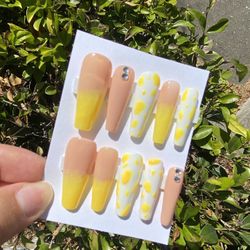 Yellow Press On Nails 