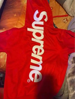 Supreme Red Hoodie with Vertical Logo