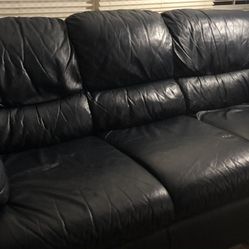 Italian Leather Sofa  Navy Blue. 