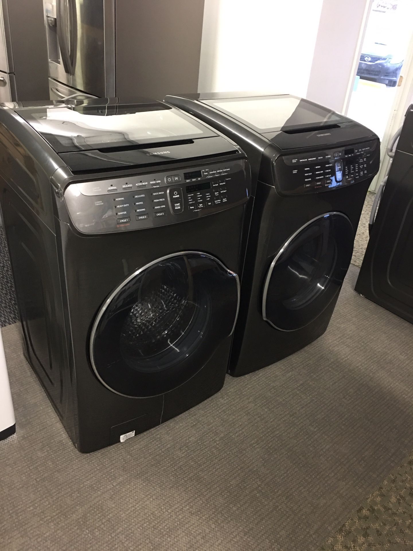 Samsung Black Stainless Steel Smart Set Washer And Dye King Size Capacity With Warranty No Credit Check Just $54 Down Payment Cash Price $2099