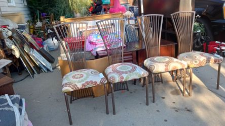 Four high back Steel back Chair with cushion base