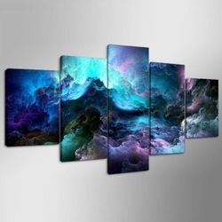 5 Panel Abstract Canvas Wall Art Colorful Space Galaxy Nebula Modern Home Decor