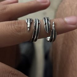 2 Sterling Silver Feather Rings. 