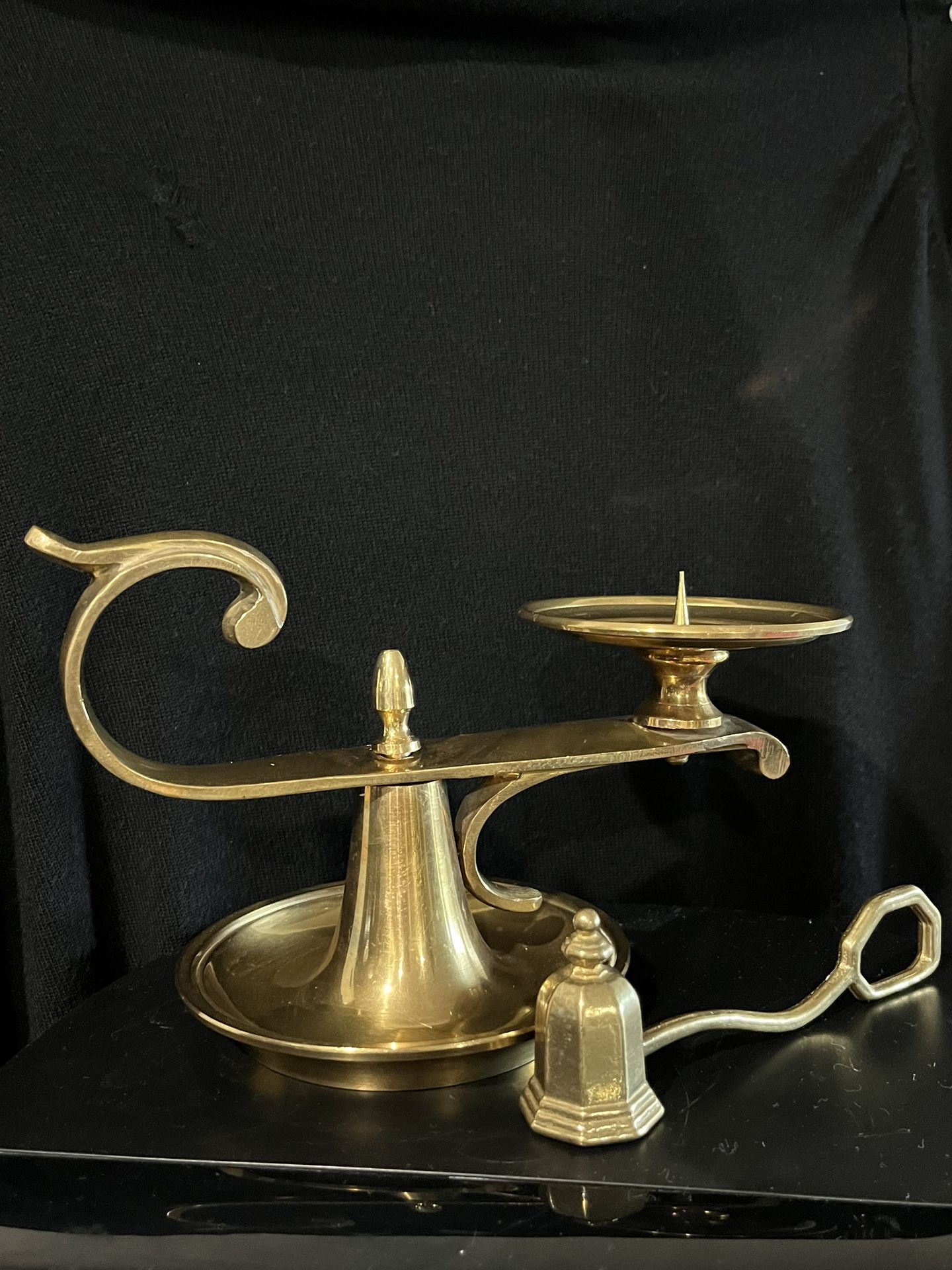 Vintage Brass Candle Holder With Matching Brass Snuffer