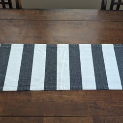 100% Cotton Black And White Striped Table Runner