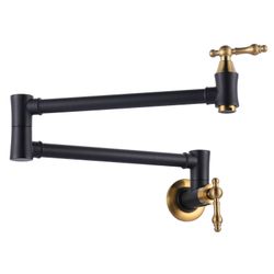 AVITAS Wall Mounted Pot Filler Brass Folding Kitchen Faucet with 2 Handles