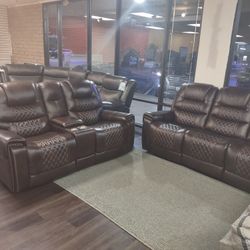 New Top Grain Genuine Leather Recliner Sofa With Power Recliners And Real Leather