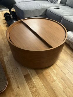 West Elm Volume Round Storage Drum Coffee Table