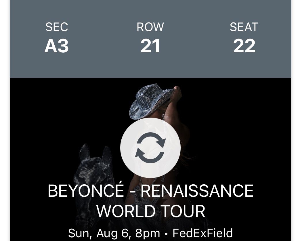2 Beyoncé Tickets!!!! DC Sunday 8/6