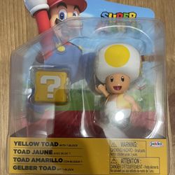 NEW Jakks Pacific World of Nintendo 4" Mario YELLOW TOAD 