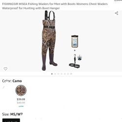 FISHINGSIR HISEA Fishing Waders For Men With Women's Chest Waders Waterproof For Hunting With Boot Hanger