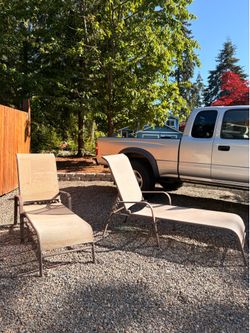 Set of 2 Outdoor Patio Chaise Lounge Chair Adjustable Pool Lounger