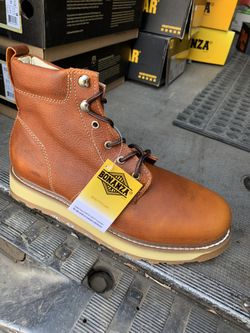 Work boots/hablo español/Mens Bonanza BA612 Light Brown 6" Leather Soft Toe Moc Toe Lace Up Work Boot