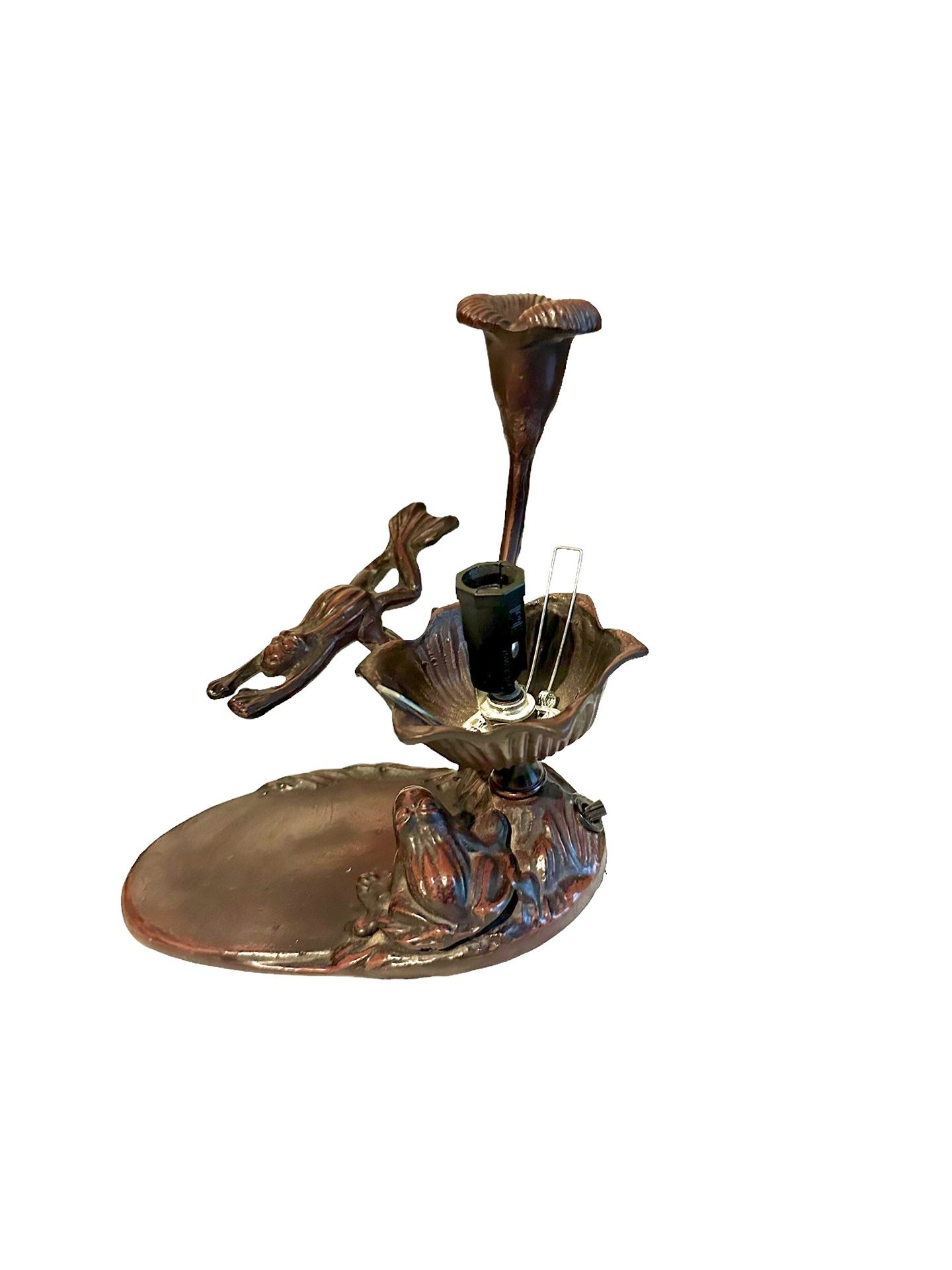 Vintage Bronze Art nouveau diving frog table lamp