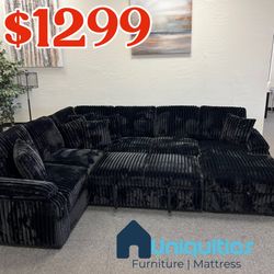 Black Corduroy Sleeper Sofa ✅ Financing Available - Bad or No Credit Accepted ✅ 