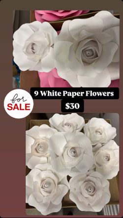 9 White Small Paper Flowers