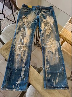 Machine New Mode Women's  Blue Acid Wash Bootcut Jeans Distressed  5- Pocket low Rise