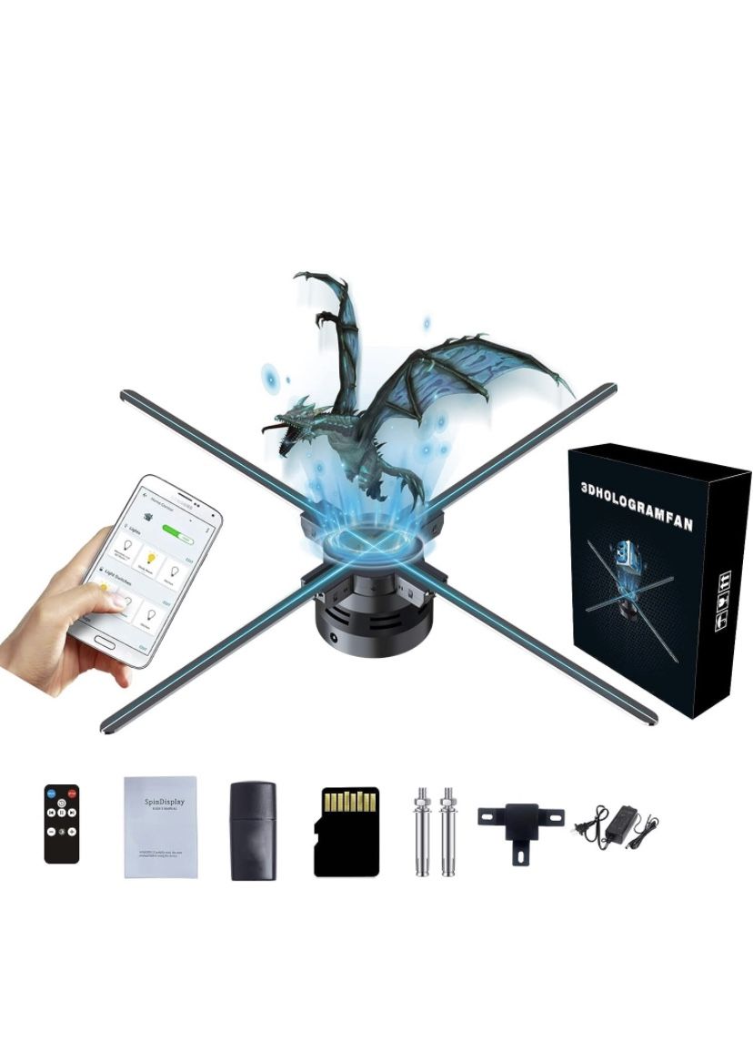 3D Hologram Fan,Missyou 25.6“ Hologram Projector Advertising Display with Remote and Bluetooth and Splicing