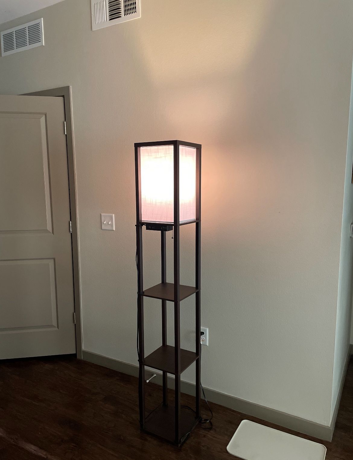 Floor Lamp Etagere Organizer Storage Shelf with 1 USB, 1 Type C, and a power outlet
