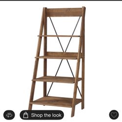 Used- 68.25" Boho 4 Tier Solid Wood LadderBookshelf Plant Stand Brown - Saracina Home •