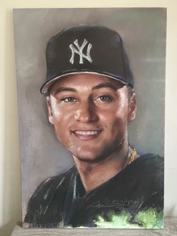 Rare MLB New York Yankees Derek Jeter Large Canvas Wall Art