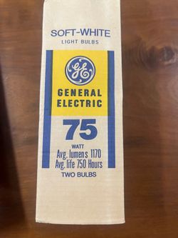 Vintage General Electric Incandescent Light Bulbs 75 watt 2 Pack -Work!